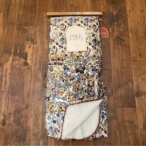Mink and Sherpa Mixed Floral Paisley Throw Blanket NWT